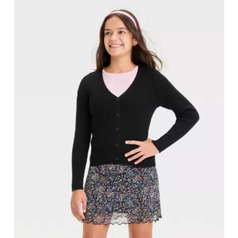 Art Class Black Button Down Sweater Size XXL 16/18